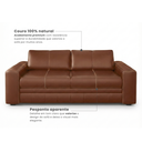 Ver imagem 5 de Sofá 3 Lugares Fixo em Couro Natural Conhaque com Estrutura em Madeira Maciça Linha Dakota