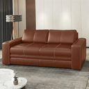 Ver imagem 1 de Sofá 3 Lugares Fixo em Couro Natural Conhaque com Estrutura em Madeira Maciça Linha Dakota