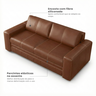 Sofá 3 Lugares Couro Legítimo Natural 200cm Conhaque Dakota Scala Decor - 4