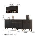 Ver imagem 2 de Cozinha Atlanta Stone 9 Portas 3 Gavetas MDP- MDF 225cm Preto Móveis Carraro