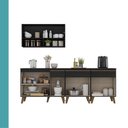 Ver imagem 5 de Cozinha Atlanta Stone 9 Portas 3 Gavetas MDP- MDF 225cm Preto Móveis Carraro