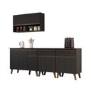 Ver mais imagens de Cozinha Atlanta Stone 9 Portas 3 Gavetas MDP- MDF 225cm Preto Móveis Carraro