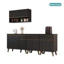Ver imagem 3 de Cozinha Atlanta Stone 9 Portas 3 Gavetas MDP- MDF 225cm Preto Móveis Carraro