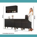 Ver imagem 7 de Cozinha Atlanta Stone 9 Portas 3 Gavetas MDP- MDF 225cm Preto Móveis Carraro