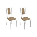 Ver imagem 7 de Conjunto Mesa de Cozinha Volga com Tampo de Vidro 90cm e 4 Cadeiras Lisboa Cromada Courano Capuccino