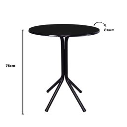 Mesa Bistrô Baixo Preto com Tampo Redondo Preto - 4