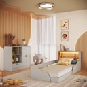 Ver imagem 1 de Quarto Infantil com Cama Solteiro Montessoriana com Iluminação LED e Comoda Lille Bege/Arenas