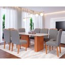 Ver imagem 1 de Sala de Jantar Mesa Ester 210 com 8 Cadeiras Paola Wood Cinamomo/off White/madeira/linho Grafite