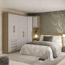 Ver imagem 1 de Quarto com Roupeiro Maleiro e Cabeceira Paris Luciane Móveis Avelã Pf-cinammon Pf
