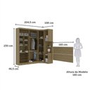 Ver imagem 3 de Quarto com Roupeiro Maleiro e Cabeceira Paris Luciane Móveis Avelã Pf-cinammon Pf