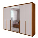 Ver imagem 1 de Guarda Roupa Casal Easy Space 6 Portas de Bater 6 Gavetas MDF com Espelho Frassino-Off White 274cm