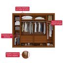 Ver mais imagens de Guarda Roupa Casal Easy Space 6 Portas de Bater 6 Gavetas MDF com Espelho Frassino-Off White 274cm