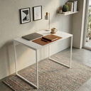 Ver imagem 1 de Mesa Escrivaninha Home Office Industrial Grécia de 80x46 Ferro Branco Tampo Branco