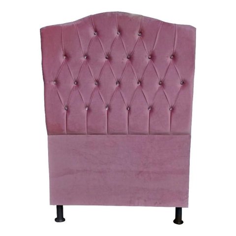 Cabeceira de Cama Box Princesa Solteiro 90 Cm Botão Strass Suede Rosa Bebê do Lar Móveis
