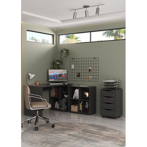 Conjunto Escritório Home: Escrivaninha 6079 + Gaveteiro 5671