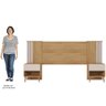 Cabeceira Casal/King Extensível Com 2 Mesas de Apoio Arese C01 Buriti/Off White - Mpozenato - 5