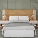 Ver mais imagens de Cabeceira Casal/King Extensível Com 2 Mesas de Apoio Arese C01 Buriti/Off White - Mpozenato