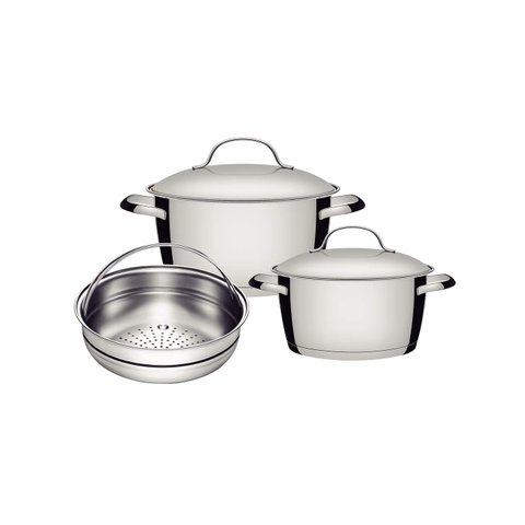 Jogo de Panelas Allegra em Aço Inox Fundo Triplo 3 PC Tramontina