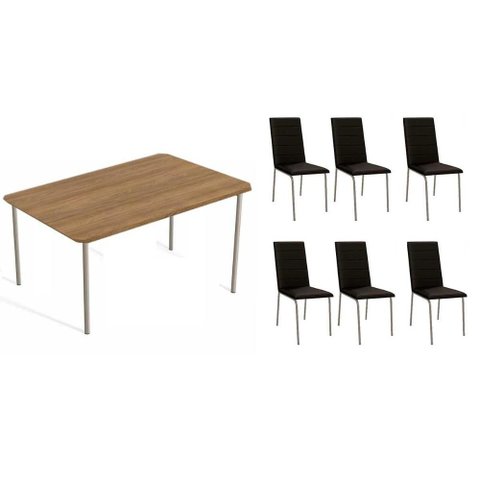 Mesa Sala Sena 160 + 6 Cad Amsterdã Niquel/Pto Kappesberg