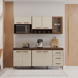 Cozinha Modulada Compacta Fidelitá Lisboa 4 Peças 190cm 9 Portas 3 Gavetas com Tampo - 1