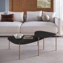 Ver imagem 2 de Conjunto Sala de Estar Mesa de Centro Orgânica Pé Metal Nero/dourado