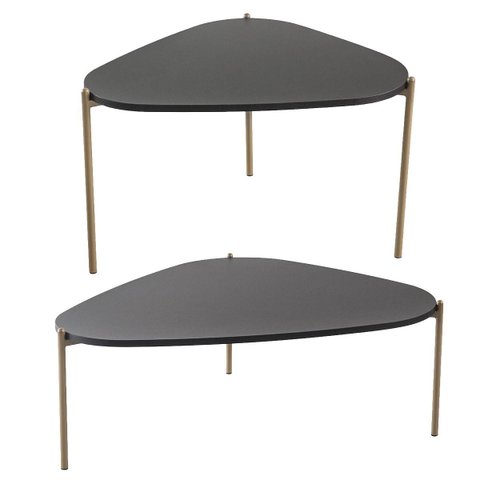 Conjunto Sala de Estar Mesa de Centro Orgânica Pé Metal Nero/dourado
