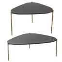 Ver imagem 1 de Conjunto Sala de Estar Mesa de Centro Orgânica Pé Metal Nero/dourado