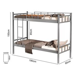 Beliche Tubular Ferro e Aço para Duas Pessoas Colchão 78:cinza - 2