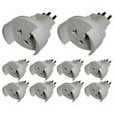 Ver imagem 1 de Kit 10 Pino Adaptador para Tomada 3 Pino Bipolar 10a 250v Cor:cinza Claro