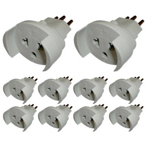 Kit 10 Pino Adaptador para Tomada 3 Pino Bipolar 10a 250v Cor:cinza Claro