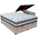 Ver imagem 1 de Cama Box Baú Bege e Colchão Black Graphite Molas Ensacadas King 193x203x32 Anjos