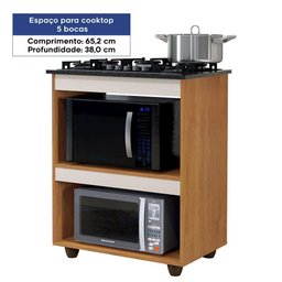Balcão para Cooktop 5 Bocas Turim Kaiki Móveis Nature/off White - 2