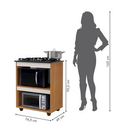 Balcão para Cooktop 5 Bocas Turim Kaiki Móveis Nature/off White - 5