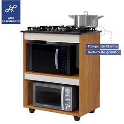 Balcão para Cooktop 5 Bocas Turim Kaiki Móveis Nature/off White - 3