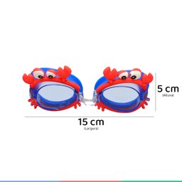 Óculos de Natação Infantil Para Esportes Aquáticos Antiembaçante Caranguejo Azul Buba - 4