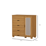 Quarto de Solteiro Clara Cama Cômoda e Guarda Roupa de Mdf Designer Rattan - 4