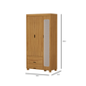 Quarto de Solteiro Clara Cama Cômoda e Guarda Roupa de Mdf Designer Rattan - 2