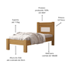 Quarto de Solteiro Clara Cama Cômoda e Guarda Roupa de Mdf Designer Rattan - 11