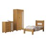 Quarto de Solteiro Clara Cama Cômoda e Guarda Roupa de Mdf Designer Rattan - 6