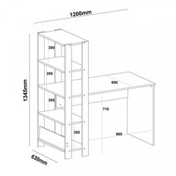 Kit 3 Peças Escrivaninha Match, Estante e Mesa Lateral - 8 Kit 3 Peças Escrivaninha Match, Estante e Mesa Lateral - 8