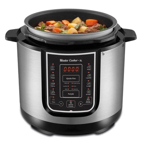 Panela de Pressão Elétrica Mondial Master Cooker 3l com 14 Funções 700w Preto/inox 220v - Pe-40