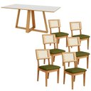 Ver imagem 7 de Mesa Jantar 180cm Retangular 6 Lugares Tampo MDF Off White com Freijó e Verde Dalla Costa Móveis