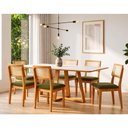 Ver imagem 1 de Mesa Jantar 180cm Retangular 6 Lugares Tampo MDF Off White com Freijó e Verde Dalla Costa Móveis