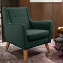 Ver imagem 2 de Poltrona Decorativa com Pés de Madeira Taroba D02 Linho Verde C-117 - Lyam Decor