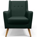 Ver imagem 3 de Poltrona Decorativa com Pés de Madeira Taroba D02 Linho Verde C-117 - Lyam Decor