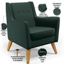 Ver imagem 4 de Poltrona Decorativa com Pés de Madeira Taroba D02 Linho Verde C-117 - Lyam Decor