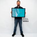 Ver imagem 2 de Quadro Decorativo Caixa Alta com Vidro O Mar e o Barco TaColado Moldura Branca 40x60cm