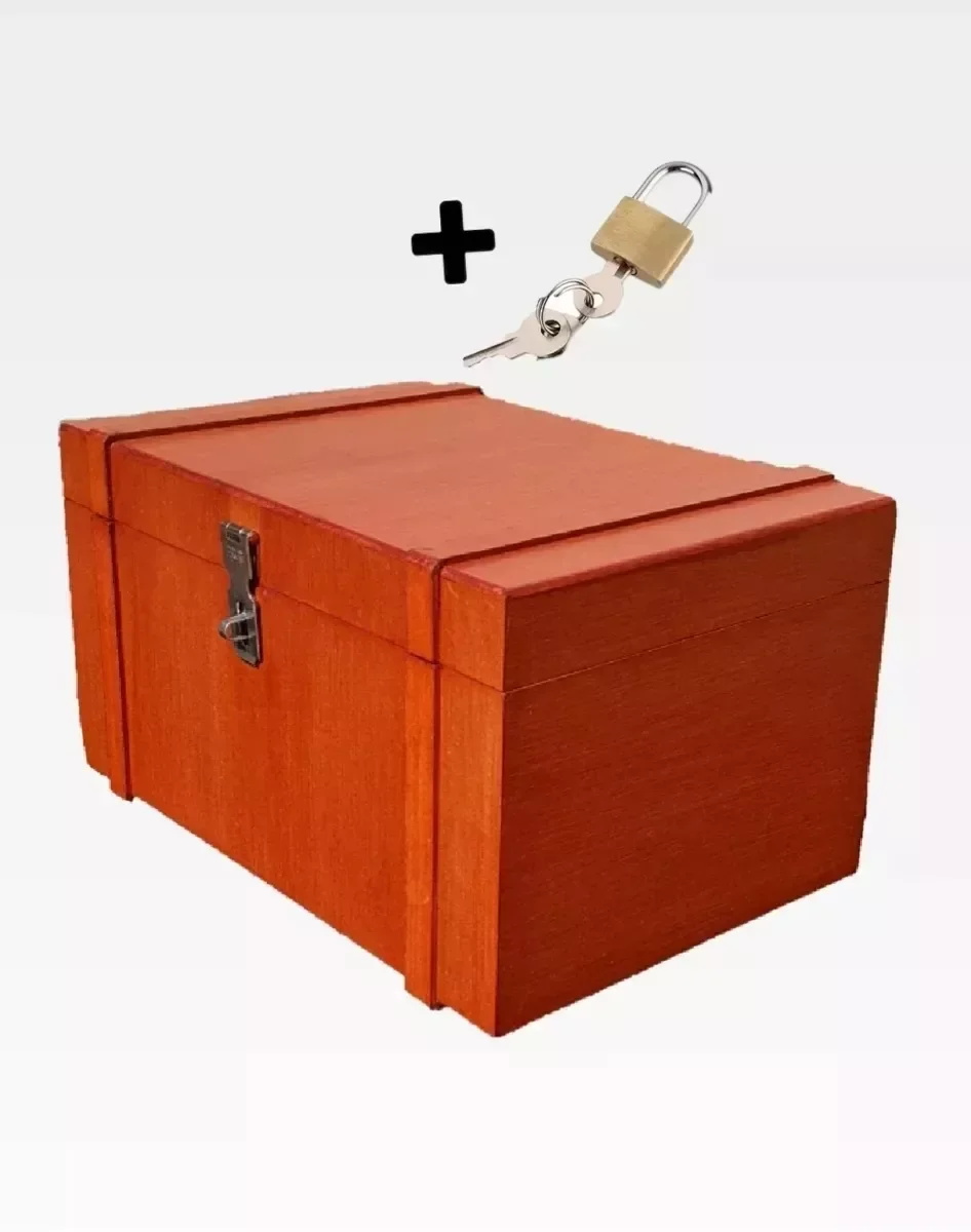 Caixa Madeira Mdf Rustico Baú Para Decoração Com Cadeado - 2