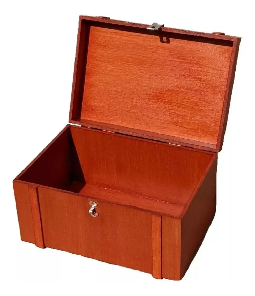 Caixa Madeira Mdf Rustico Baú Para Decoração Com Cadeado - 3