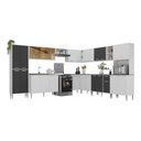 Ver imagem 1 de Armário de Cozinha Completa Modulada 11 Pçs Siena Multimóveis Mp2241 Branco-preto Branco-preto